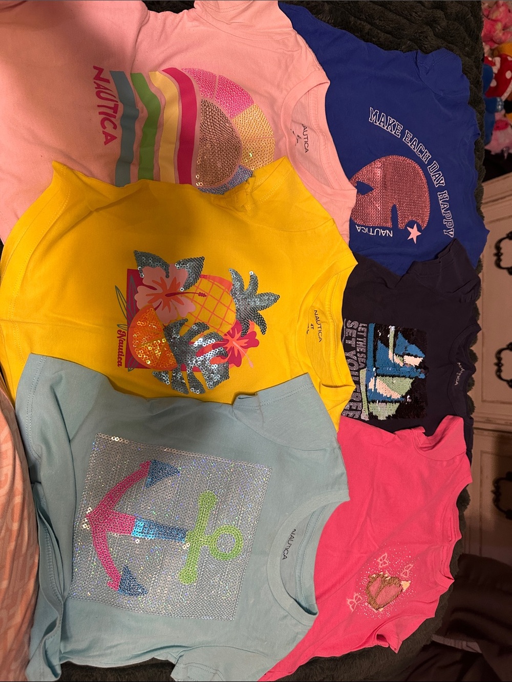 Nautica Kids Short-Sleeve Tee Bundle Featuring Yellow, Pink, Light Blue, Navy